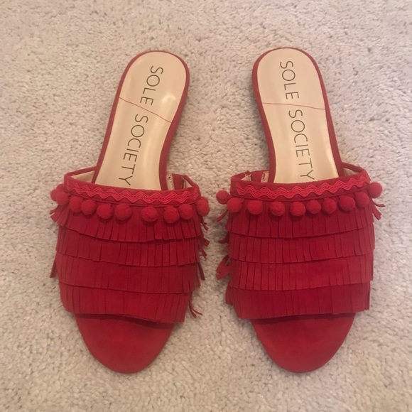 Sole Society Shoes - Sole Society fringe sliders